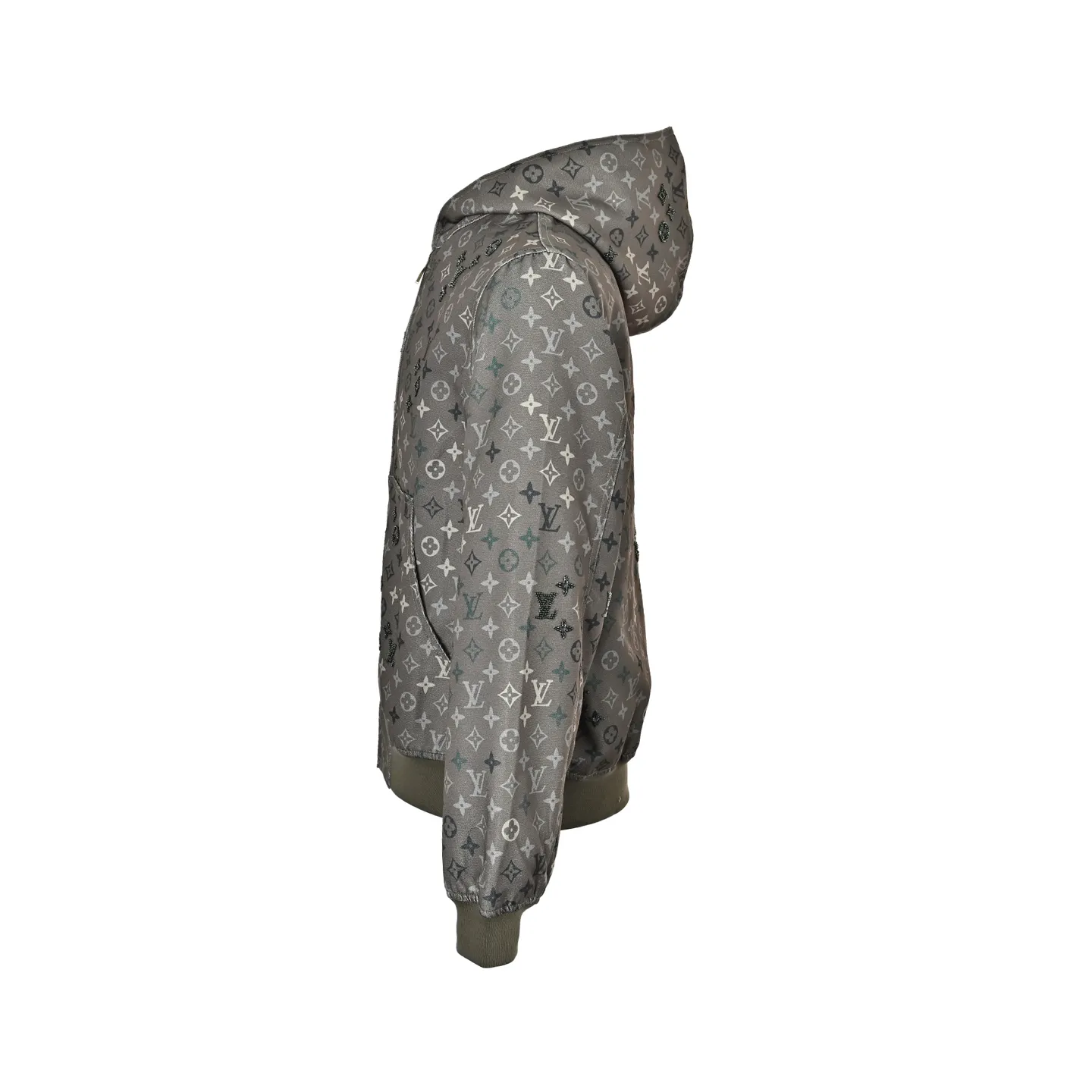 Louis Vuitton/Louis Vuitton Presbyopia printed beaded denim hooded jacket